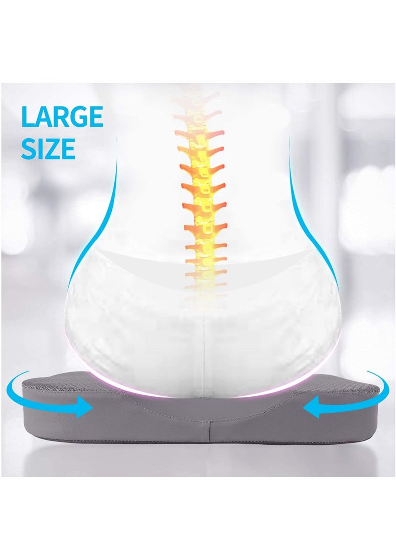 LEDIN - Gel Seat Cushion Memory Foam Coccyx Cushion U Shape with Soft Velour Cover Non Slip Bottom for Sciatica Tailbone Low Back Pain Herniated Disc Car Home Office Wheelchair Grey - Image 1