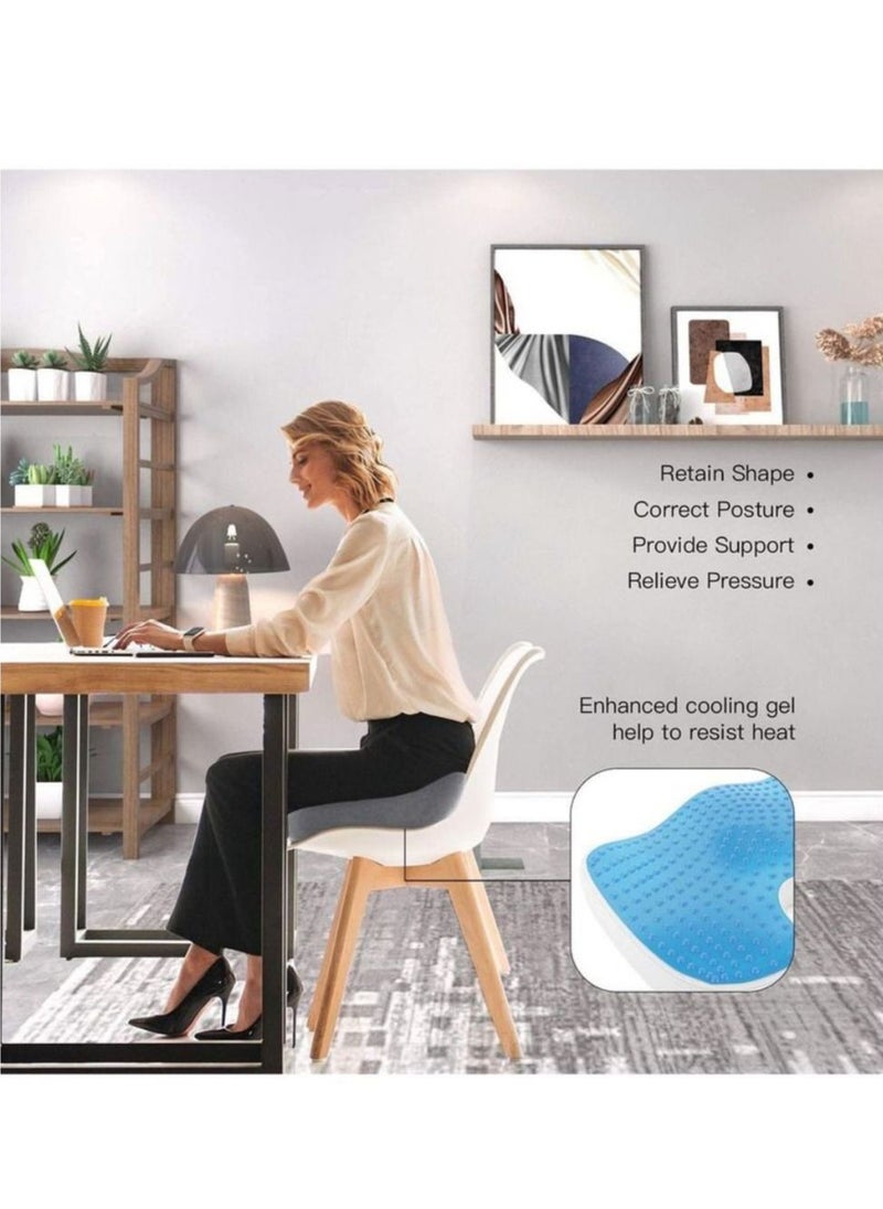 LEDIN - Gel Seat Cushion Memory Foam Coccyx Cushion U Shape with Soft Velour Cover Non Slip Bottom for Sciatica Tailbone Low Back Pain Herniated Disc Car Home Office Wheelchair Grey - Image 1