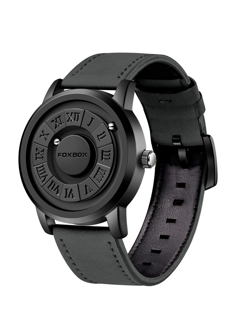 FOXBOX - New Men's Creative Magnetic Scrolling Beads Quartz Watch for Men Waterproof watches - Image 1