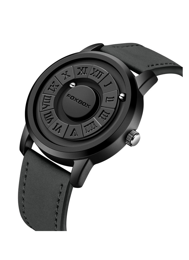 FOXBOX - New Men's Creative Magnetic Scrolling Beads Quartz Watch for Men Waterproof watches - Image 1