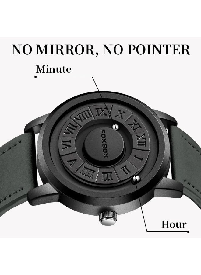 FOXBOX - New Men's Creative Magnetic Scrolling Beads Quartz Watch for Men Waterproof watches - Image 1