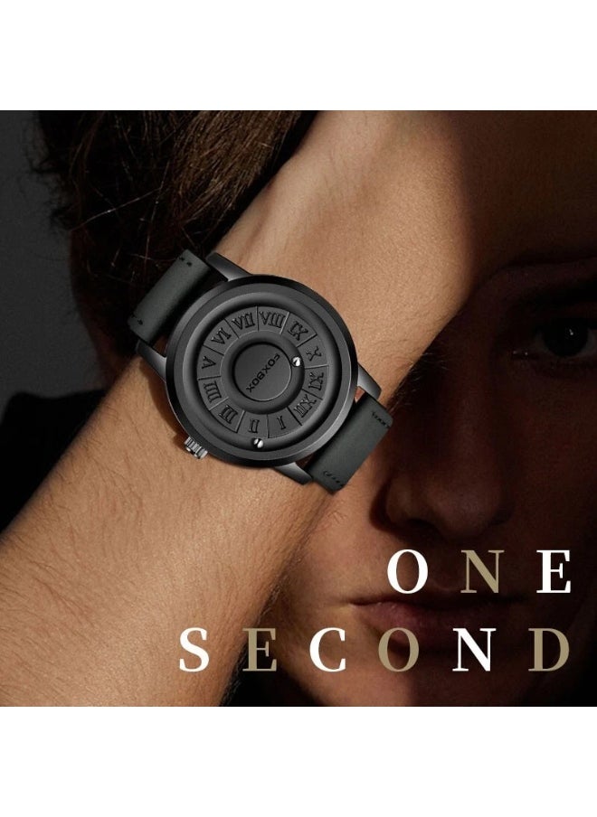 FOXBOX - New Men's Creative Magnetic Scrolling Beads Quartz Watch for Men Waterproof watches - Image 1