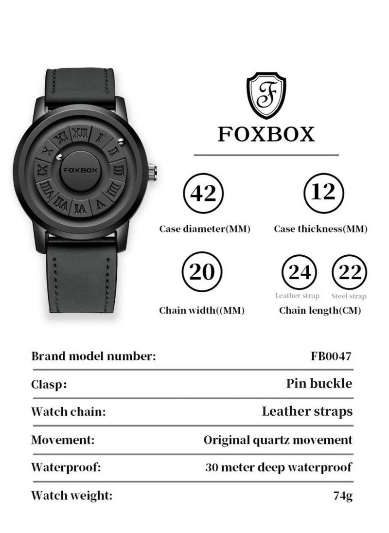 FOXBOX - New Men's Creative Magnetic Scrolling Beads Quartz Watch for Men Waterproof watches - Image 1
