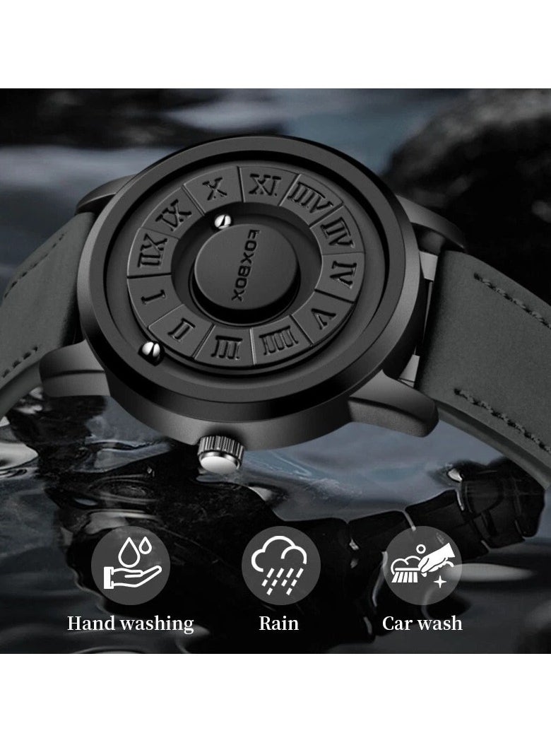 FOXBOX - New Men's Creative Magnetic Scrolling Beads Quartz Watch for Men Waterproof watches - Image 1