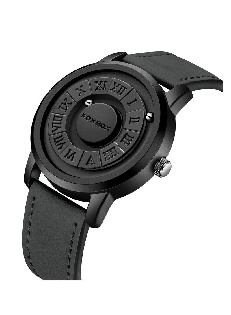 FOXBOX New Men's Creative Magnetic Scrolling Beads Quartz Watch for Men Waterproof watches - Image 3