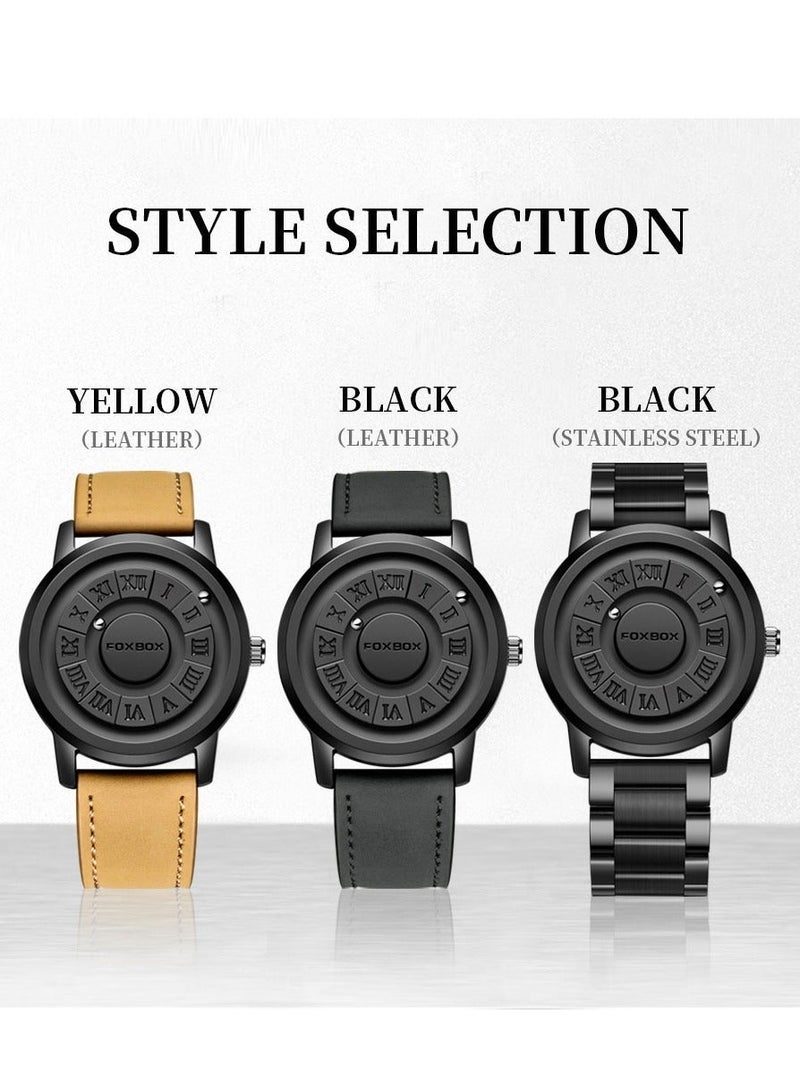 FOXBOX New Men's Creative Magnetic Scrolling Beads Quartz Watch for Men Waterproof watches - Image 4