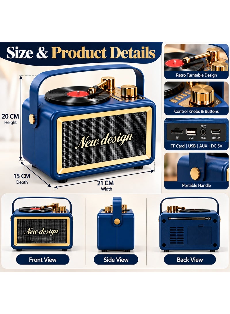 Feexot FX-2531B Retro Vintage Radio & Bluetooth Speaker, Gramophone Style Home Decor Ornament, Tabletop Decorative Accent – Multicolor - Image 5