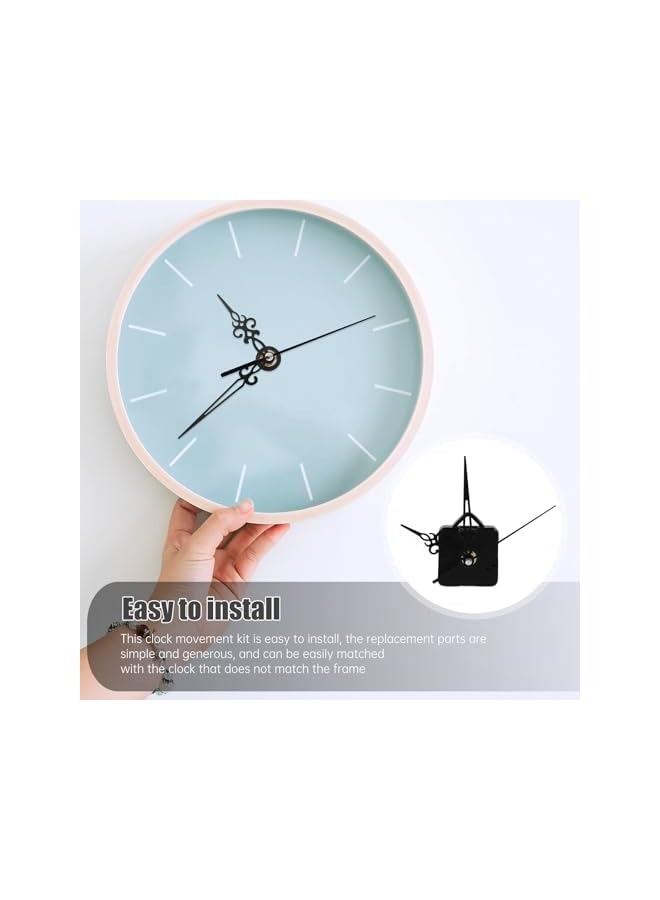 The Bros ساعة حائط DIY مجموعة 2 آلية حركة الساعة مجموعة أدوات DIY قطع غيار ساعة كوارتز استبدال مع عقارب الساعة ومحرك لملحقات إصلاح ساعة الحائط أجزاء ساعة سوداء فضية - Image 2