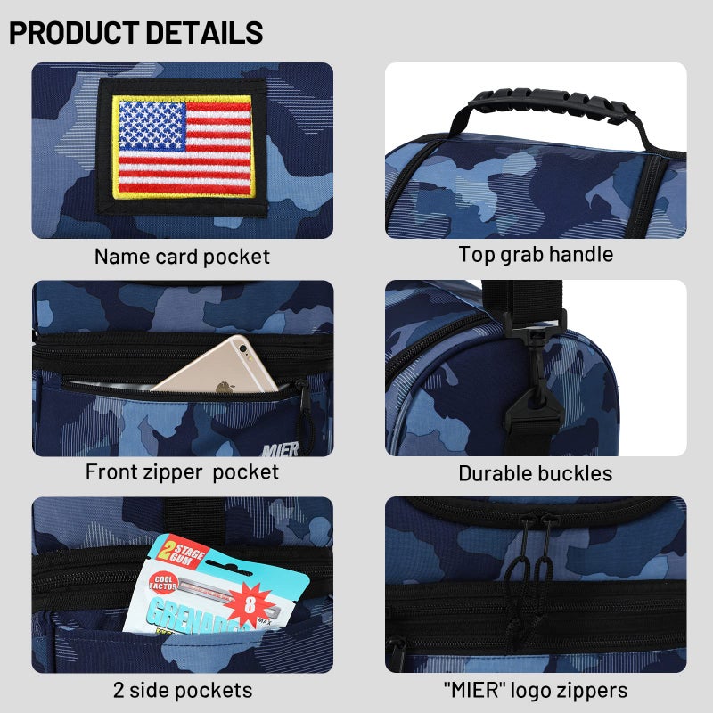 MIER Adult Lunch Box Insulated Lunch Bag Large Cooler Tote Bag for Women, Double Deck Cooler, Camouflage (Large) - Image 4