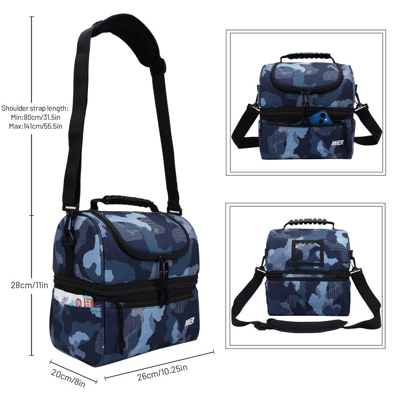 MIER Adult Lunch Box Insulated Lunch Bag Large Cooler Tote Bag for Women, Double Deck Cooler, Camouflage (Large) - Image 3