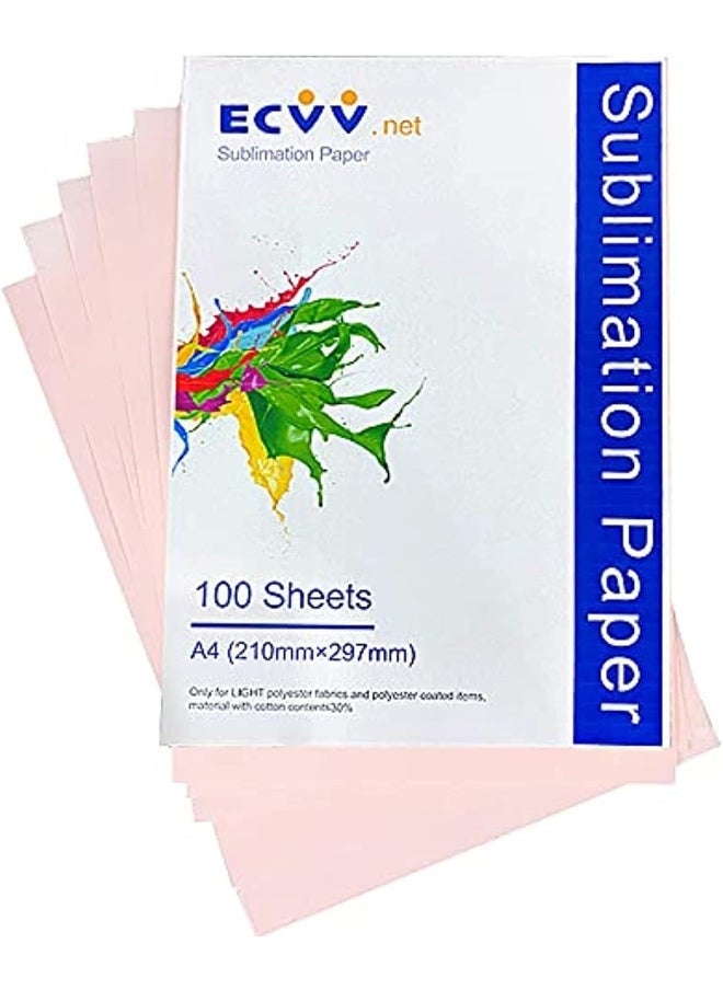 ECVV A4 Sublimation Paper, 100 Sheets for Any Inkjet Printer with Sublimation Ink, Heat Transfer Sublimation for T-Shirt, Mugs  - Image 1