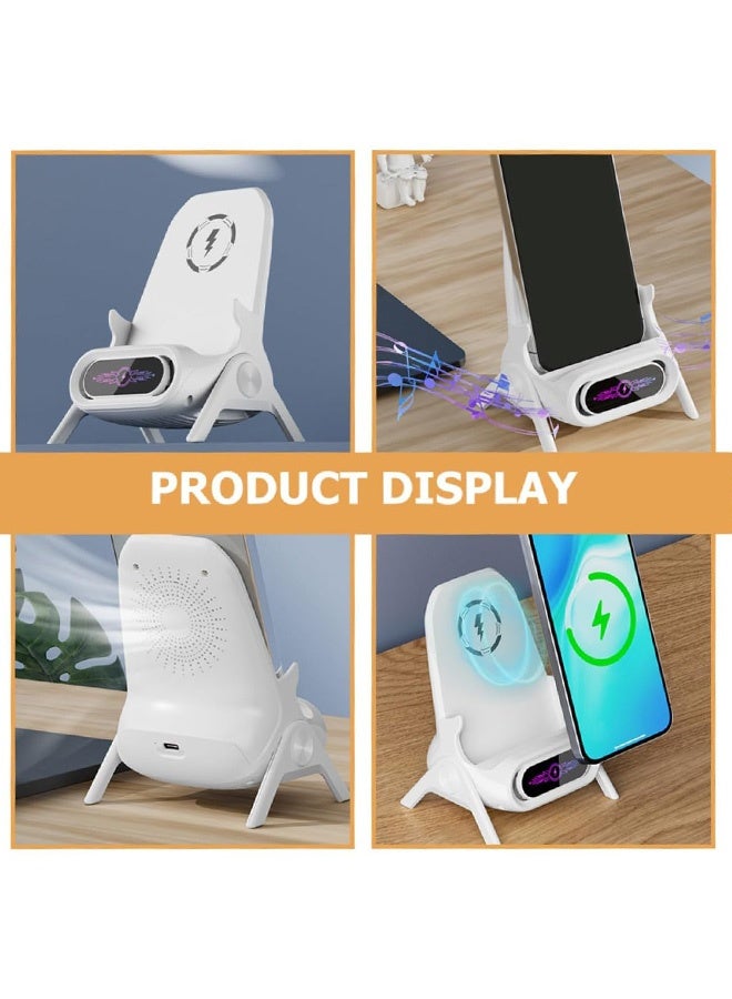 Gecomo Mini Chair Wireless Charger, Magnetic Design Desktop Phone Holder, Portable Magnetic Charging Station with Speaker Function - Image 4