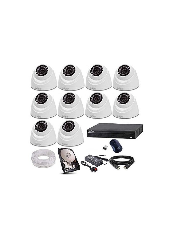 Dahua Dahua surveillance camera kit, 10 high-quality indoor cameras with 1080p resolution, including connections and hard disk - Image 1