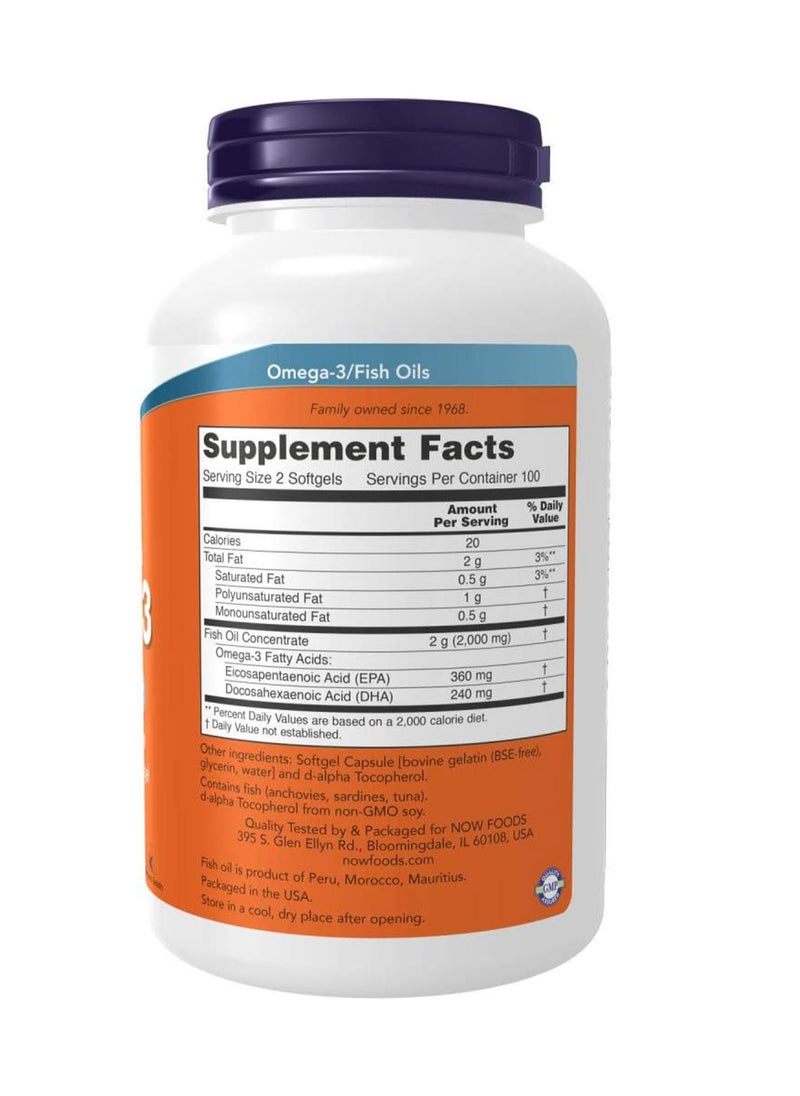 now Omega 3 Fish Oil 200 Softgels  - Image 3