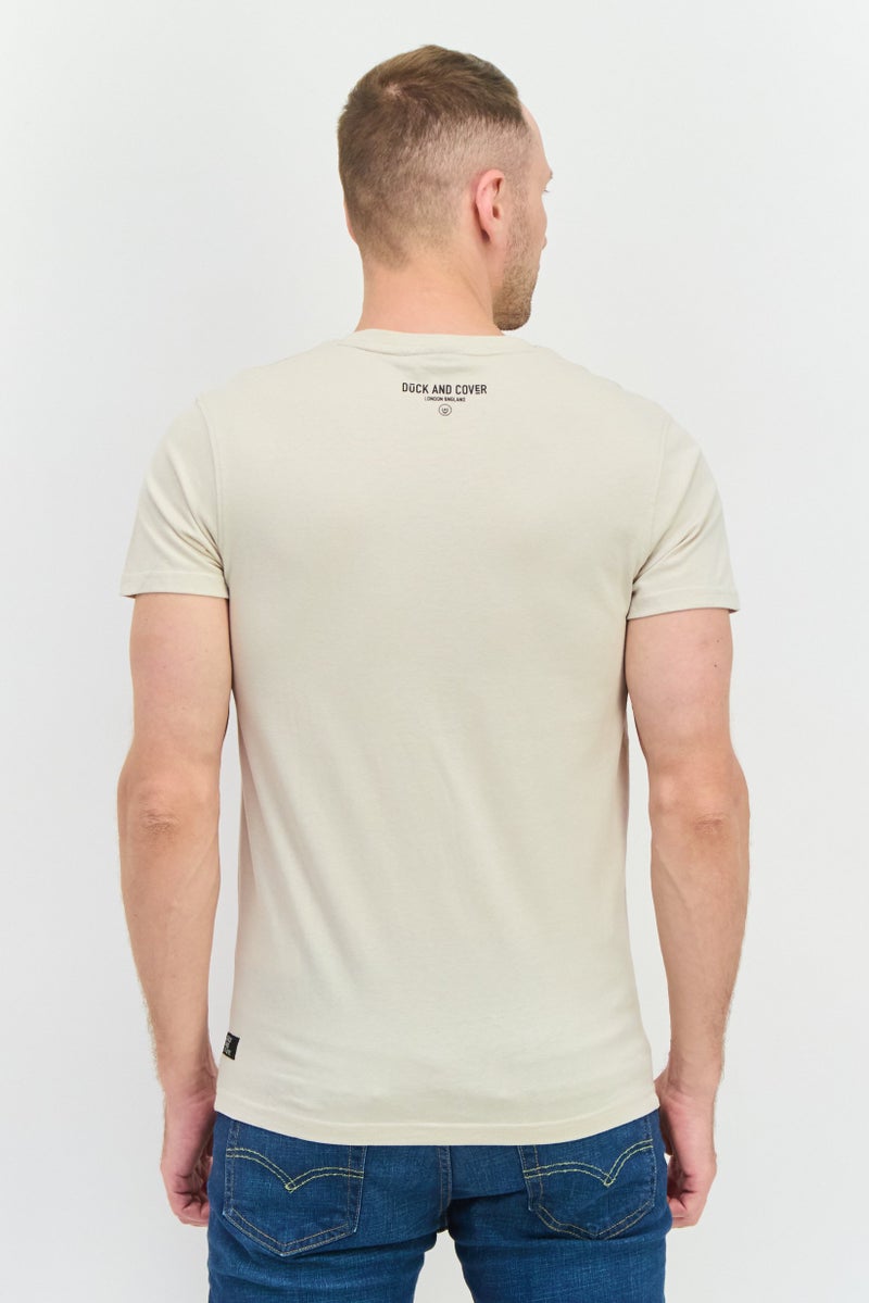 DUCK AND COVER Men Crew Neck Short Sleeve Graphic Print T-Shirt, Light Beige - Image 2