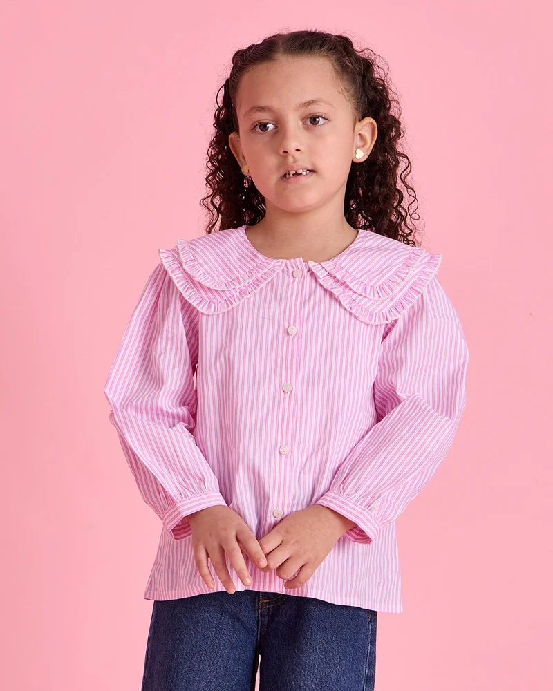Redtag Girls Pink Striped Blouse