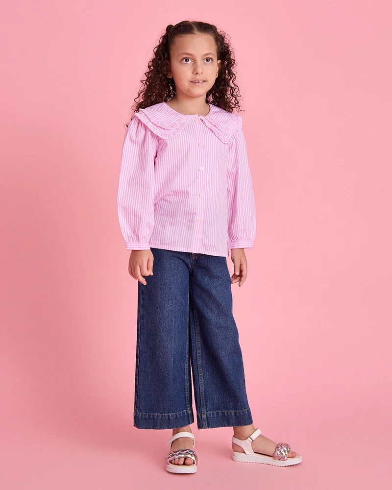 Redtag Girls Pink Striped Blouse