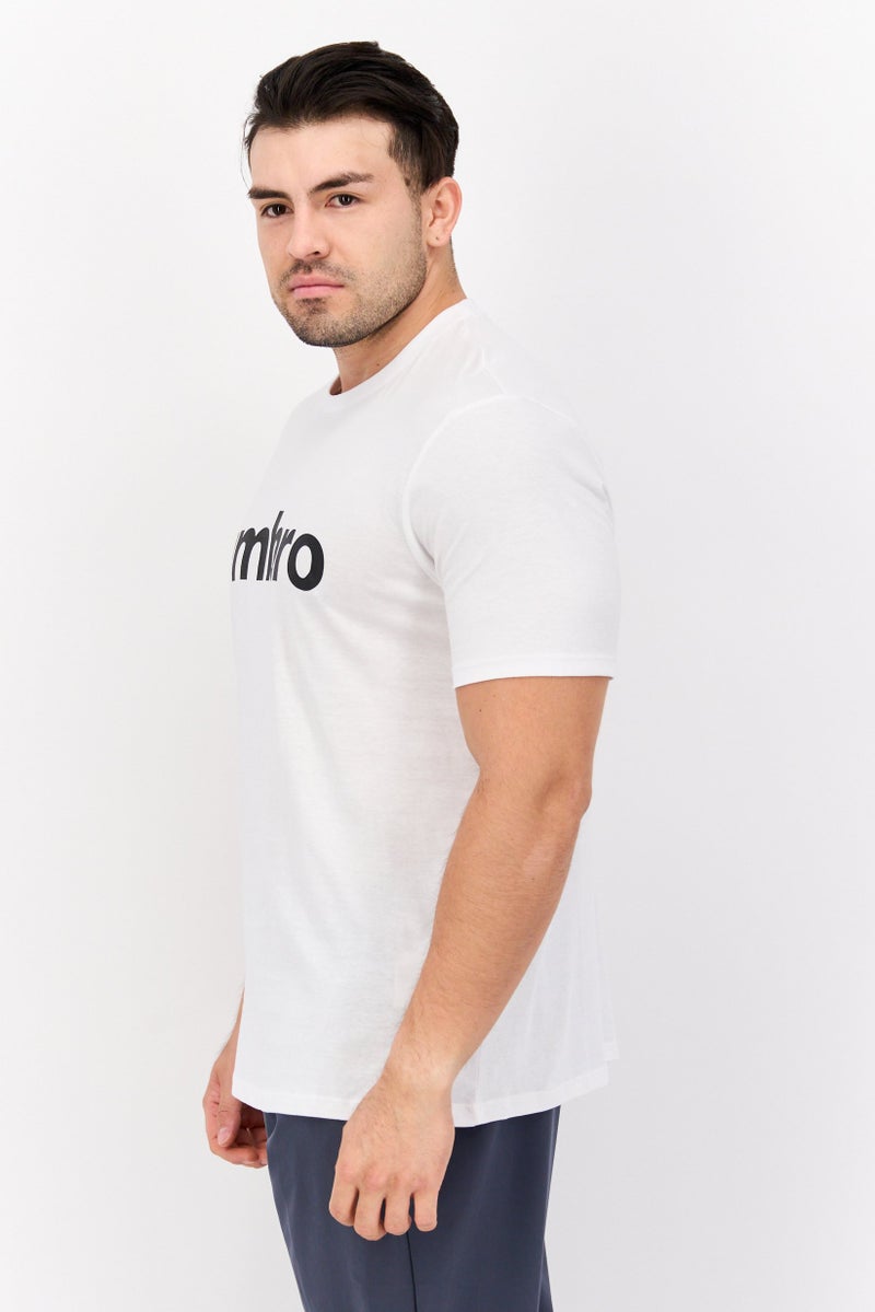 umbro Men Round Neck Short Sleeve Brand Logo T Shirt, White/Black - Image 2