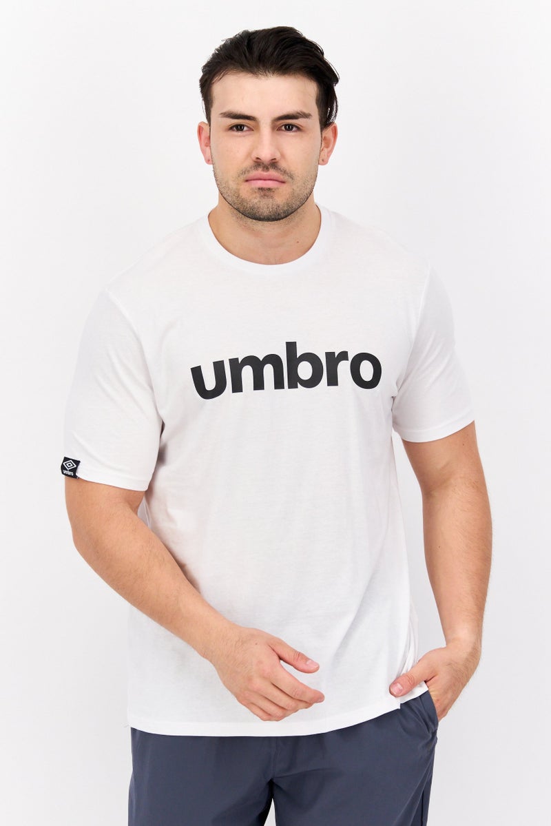 umbro Men Round Neck Short Sleeve Brand Logo T Shirt, White/Black - Image 1