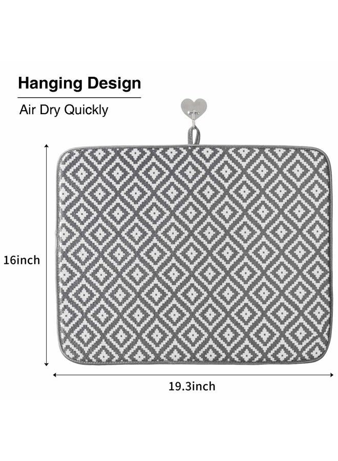 SUBEKYU Dish Drying Mat for Kitchen 2 Pack, Ultra Absorbent Microfiber Dishes Drainer Mats ,19.2 by 15.8 Inch(Rhombus) - Image 4