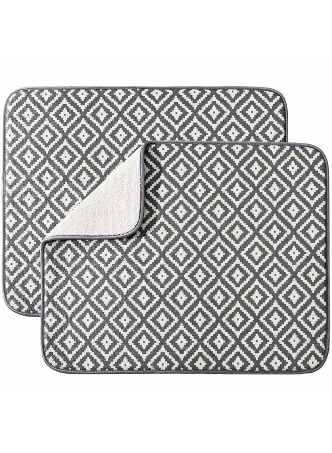 SUBEKYU Dish Drying Mat for Kitchen 2 Pack, Ultra Absorbent Microfiber Dishes Drainer Mats ,19.2 by 15.8 Inch(Rhombus) - Image 1