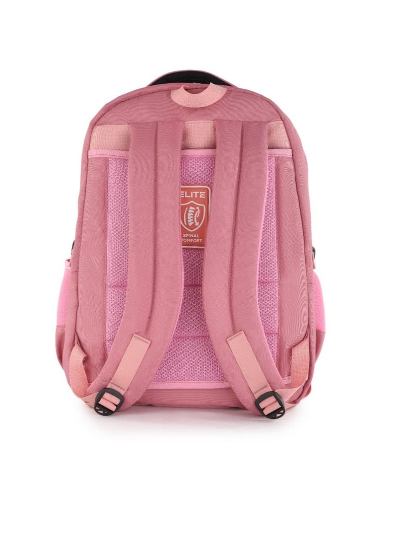Elite Bags Elite TULIP GS264 18 Inch School Backpack for Girls, Water Resistant Lightweight Laptop Backpack with 2 Main Compartments, Trolley Sleeve, Front Zipper Pocket, Side Bottle Pockets, Spinal Comfort Back Support, Pink - Image 2