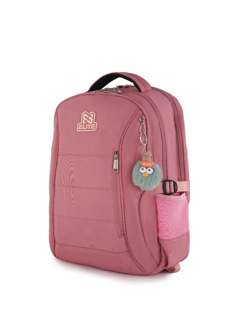 Elite Bags Elite TULIP GS264 18 Inch School Backpack for Girls, Water Resistant Lightweight Laptop Backpack with 2 Main Compartments, Trolley Sleeve, Front Zipper Pocket, Side Bottle Pockets, Spinal Comfort Back Support, Pink - Image 5