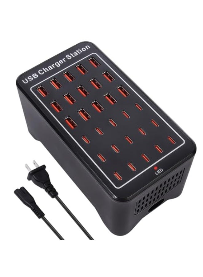 150W(30A) USB Charging Station, 30-Port USB C Charger Block, Multiple Desktop/Wall Fast Charger with Intelligent Protection Compatible with iPhone, iPad, Tablets, Smartphones - Image 1