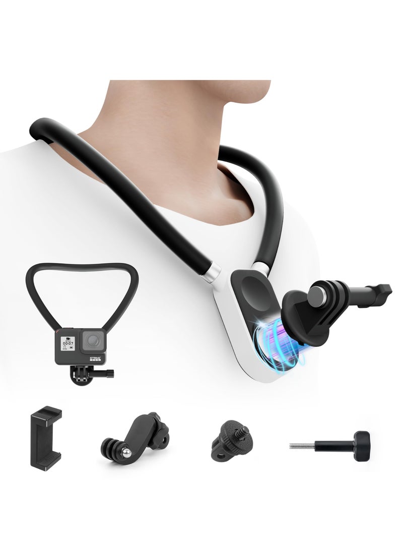 SYOSI Neck Mount Necklace Holder, POV Selfie Mount with Phone Clip Vertical Mount Kit, Necklace Holder for Gopro Insta360 DJI Action Camera - Image 1