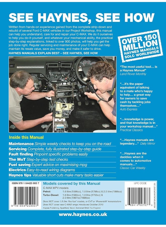 Ford C-Max Petrol & Diesel (03 - 10) Haynes Repair Manual  - Image 1