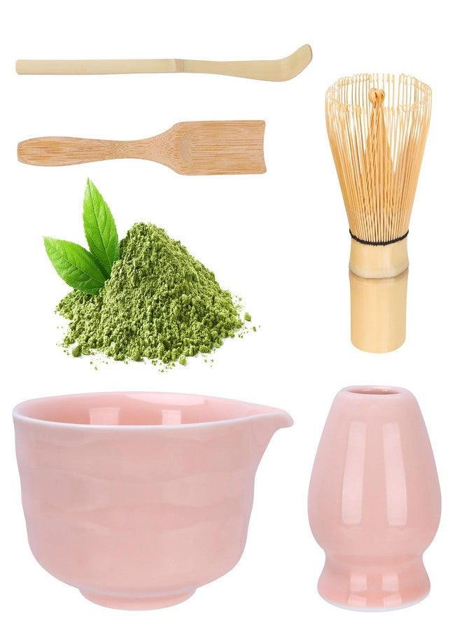 JARDLITE Matcha Set, Japanese Matcha Whisk Set Includes Matcha Bowl with Spout, Matcha Whisk Holder, Bamboo Matcha Whisk and 2pcs Bamboo Scoop, 5 Pcs Matcha Kit for Matcha Lover (Pink) - Image 1