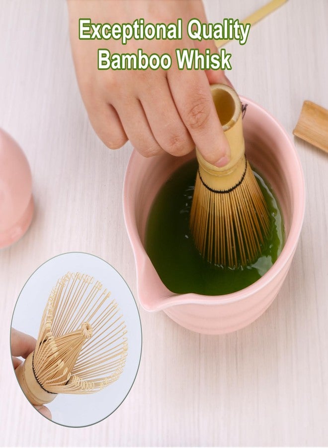 JARDLITE Matcha Set, Japanese Matcha Whisk Set Includes Matcha Bowl with Spout, Matcha Whisk Holder, Bamboo Matcha Whisk and 2pcs Bamboo Scoop, 5 Pcs Matcha Kit for Matcha Lover (Pink) - Image 5