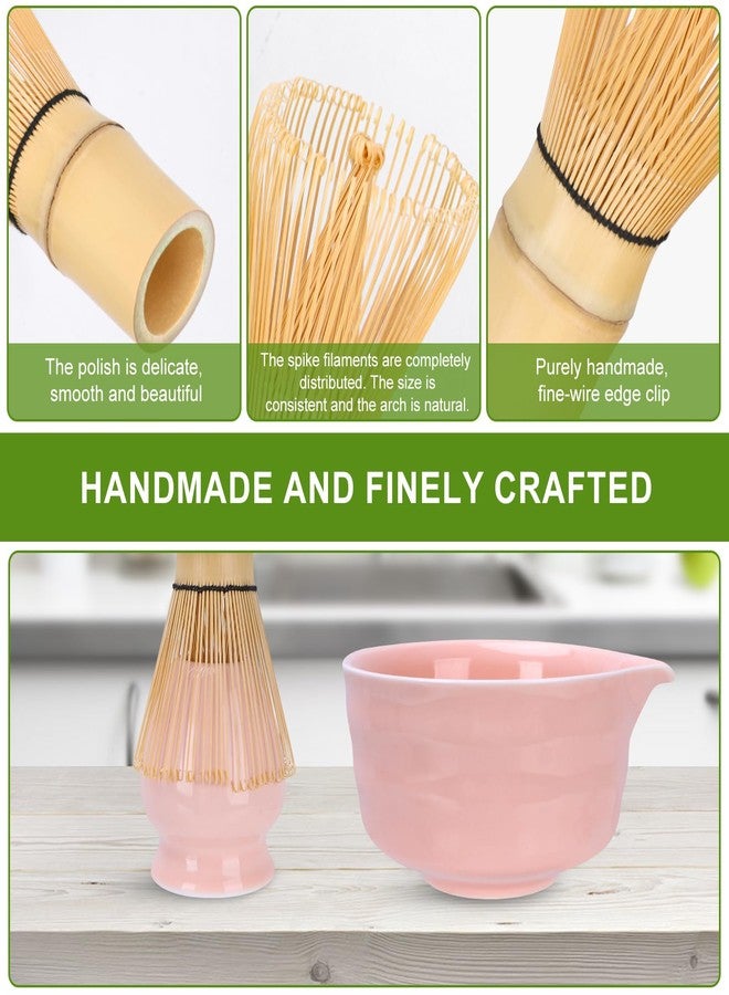 JARDLITE Matcha Set, Japanese Matcha Whisk Set Includes Matcha Bowl with Spout, Matcha Whisk Holder, Bamboo Matcha Whisk and 2pcs Bamboo Scoop, 5 Pcs Matcha Kit for Matcha Lover (Pink) - Image 2