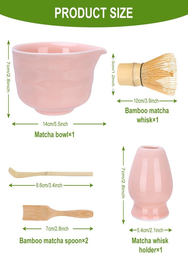 JARDLITE Matcha Set, Japanese Matcha Whisk Set Includes Matcha Bowl with Spout, Matcha Whisk Holder, Bamboo Matcha Whisk and 2pcs Bamboo Scoop, 5 Pcs Matcha Kit for Matcha Lover (Pink) - Image 4