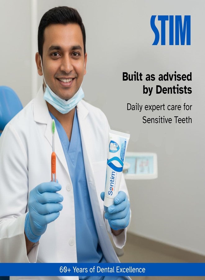 STIM Sentim Toothpaste for Sensitive Teeth Combo | Fast Acting Sensitivity Relief Formula | Includes Silky Ultra Soft Toothbrush for Gentle Cleaning - Image 2