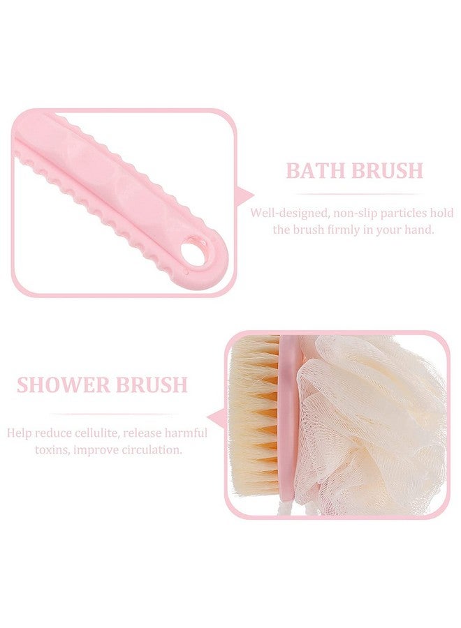MOKRUSH 2 in 1 Back Body Bath Brush with Bristles and Loofah, Curved Long Handle, Dry/Wet Uses - Image 3