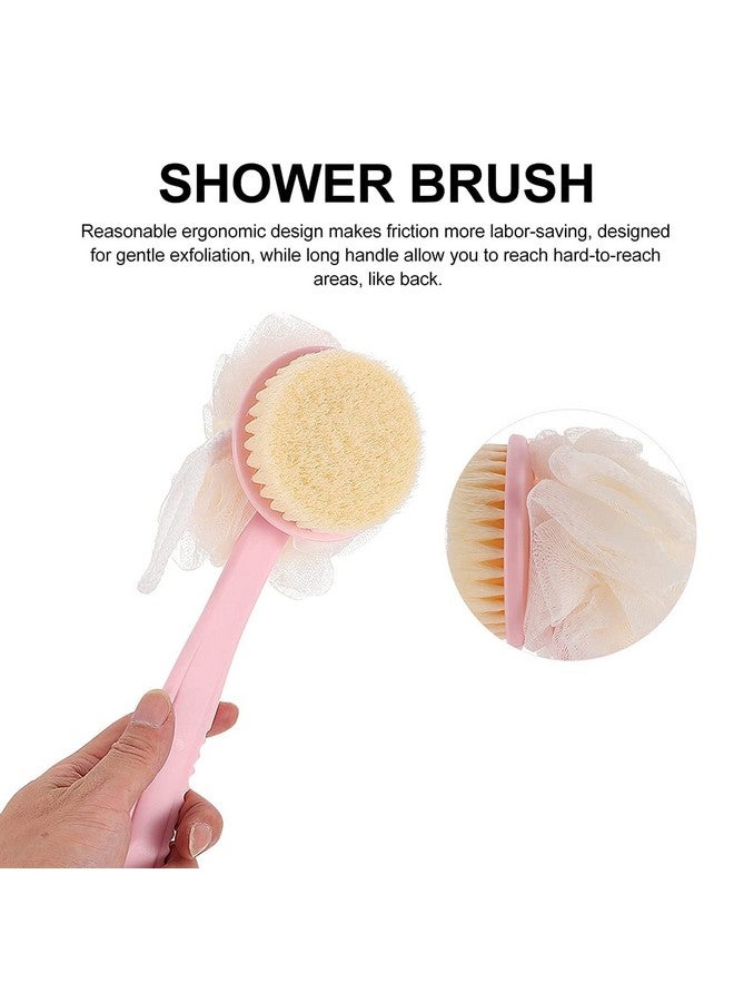 MOKRUSH 2 in 1 Back Body Bath Brush with Bristles and Loofah, Curved Long Handle, Dry/Wet Uses - Image 2