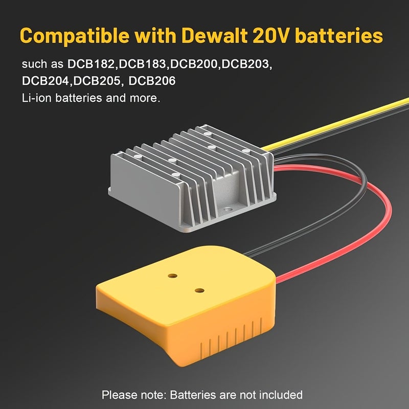 20V To 12V DC Voltage Regulator Converter 12V 15A 180W Compatible With 20V DeWalt Battery With On Off Switch Power Adapter For Electric Vehicles 1 Piece - Image 2