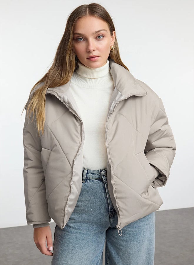 trendyol Mink Oversize Mold Water Repellent Puffer Quilted Coat - Image 5