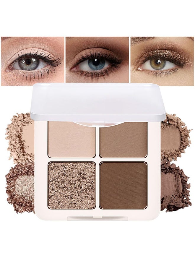 MYHO Eyeshadows Palette Makeup for Women, Neutral Nude Brown Eye Shadow, Powder Cream Glitter Matte Shimmer Quads Eyeshadow Palette, Long-lasting Pigmented Waterproof, Sombras Para Ojos - Image 1