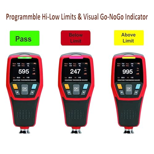Rocky Mars Paint Thickness Gauge for Cars 343D Upgraded Coating Wet Film Thickness Gauge Paint Correction Precious Metal Tester Tool with Visual Go-NoGo Indicator Auto Rotatable Display - Image 3
