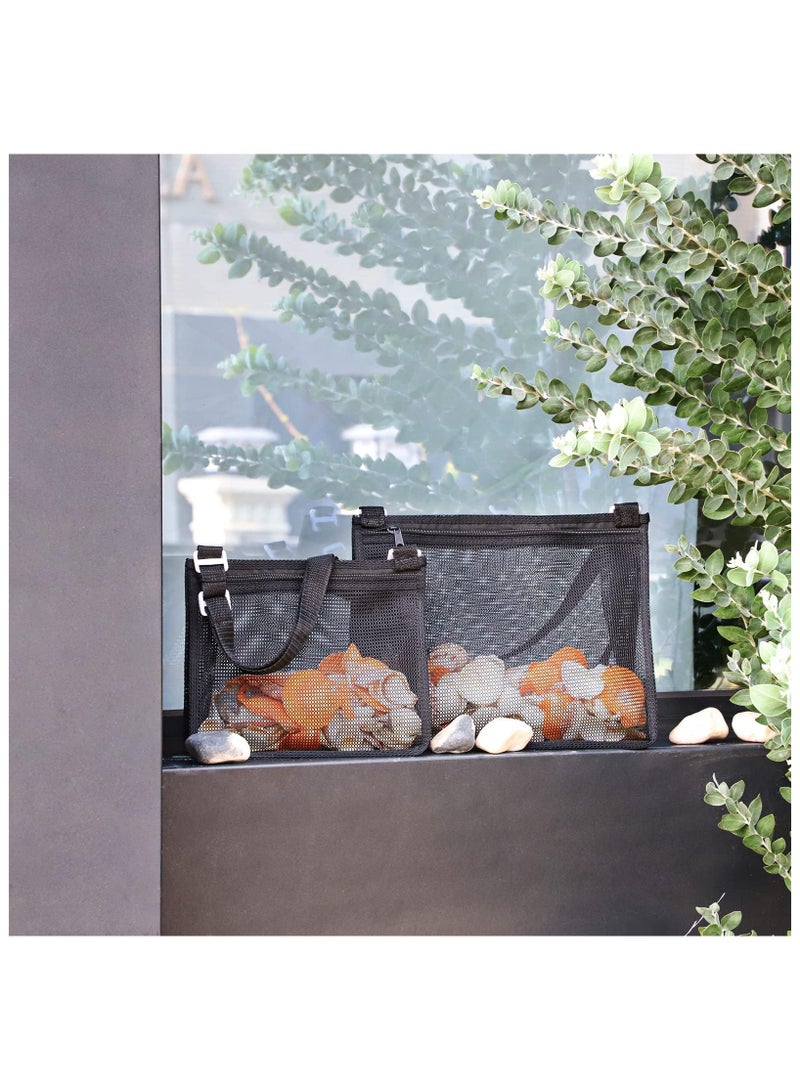 SOLARAE Beach Mesh Bag, Beach Toys Shell Bags, Sand Toys for Picking Shells, Swimming Pool Bag with Zipper Beach Vacation Essentials Including 2PCS of Different Size for Kids and Parents(Only Bags) - Image 4