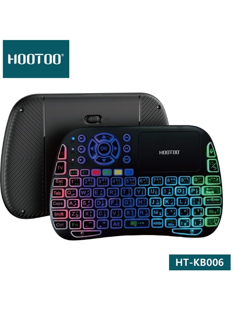 HooToo HOOTOO HT-KB006 RGB Wireless Keypad – Bluetooth & 2.4G Mini Keyboard for Smart TV, PC & Gaming  - Image 1