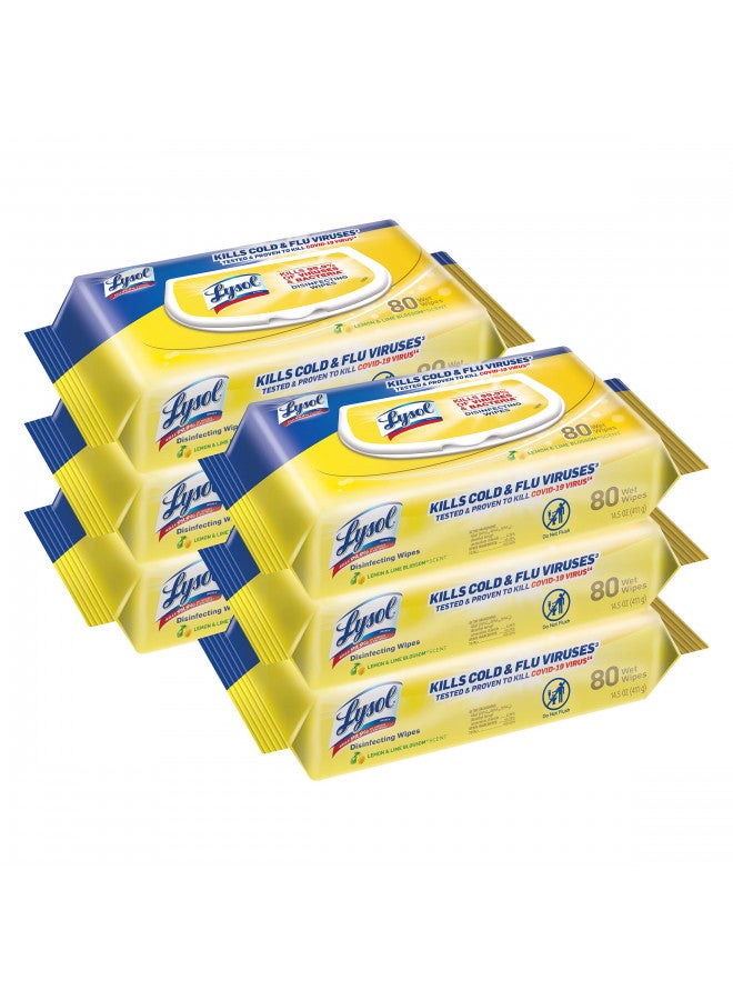Lysol Disinfectant Handi-Pack Wipes, Multi-Surface Antibacterial Cleaning Wipes, for Disinfecting and Cleaning, Lemon and Lime Blossom, 480 Count (Pack of 6) - Image 1
