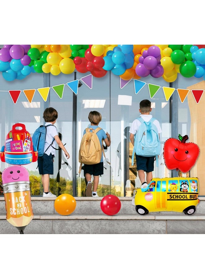 Moon Boat Back to School Balloons Garland Arch Kit Decorations - Welcome First Day of School Triangle Banner with Bus/Schoolbag/Pencil Foil Balloon for Party Decor Supplies - Image 2