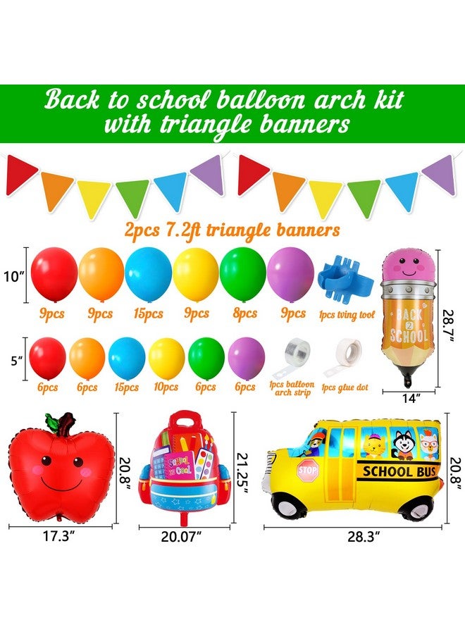 Moon Boat Back to School Balloons Garland Arch Kit Decorations - Welcome First Day of School Triangle Banner with Bus/Schoolbag/Pencil Foil Balloon for Party Decor Supplies - Image 3