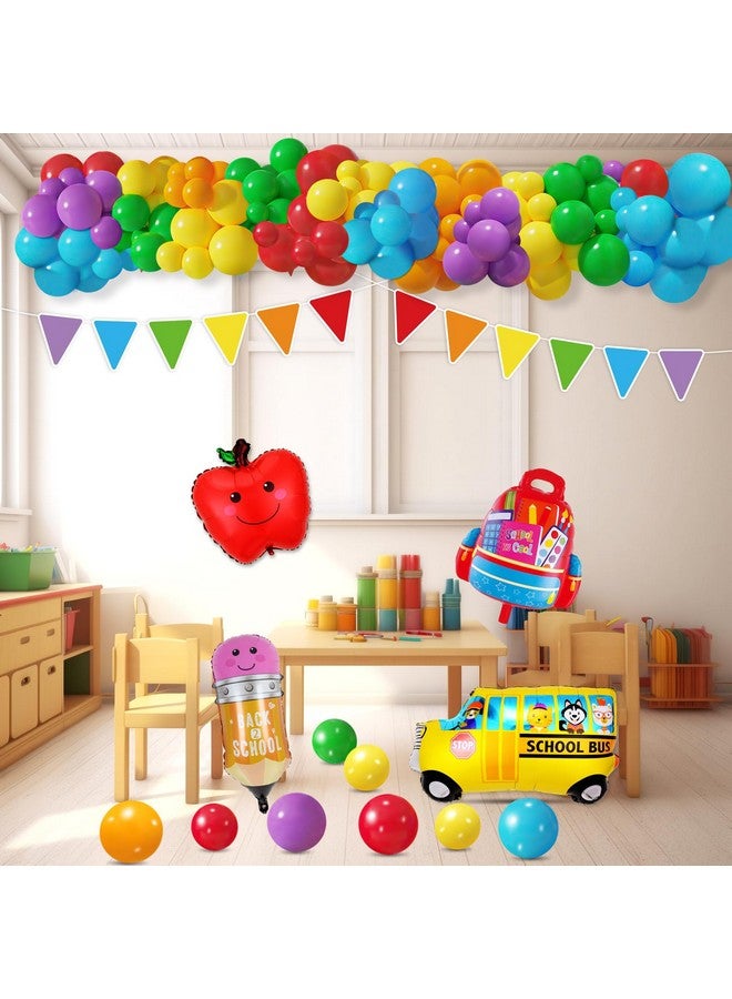 Moon Boat Back to School Balloons Garland Arch Kit Decorations - Welcome First Day of School Triangle Banner with Bus/Schoolbag/Pencil Foil Balloon for Party Decor Supplies - Image 4