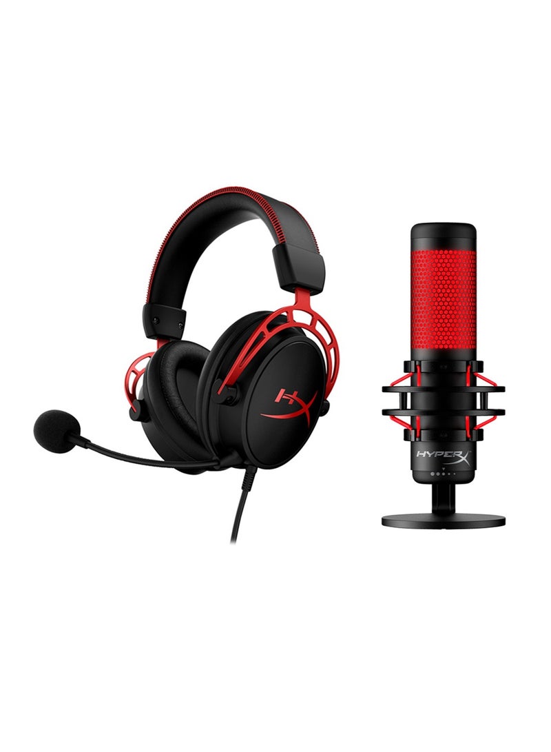 HYPERX Cloud Alpha - Gaming Headset +QuadCast - USB Microphone - Red Lighting black-red - Image 1