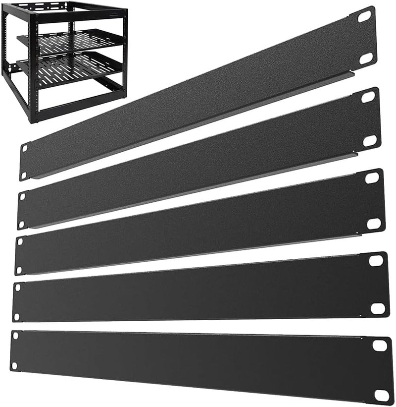 Rack Mount Filler Panel Set, 5-Pack 1U Black Metal Panels for 19 in Server Enclosure Or Network Cabinet, Blank Rack Mount for Data Equipment - Image 5