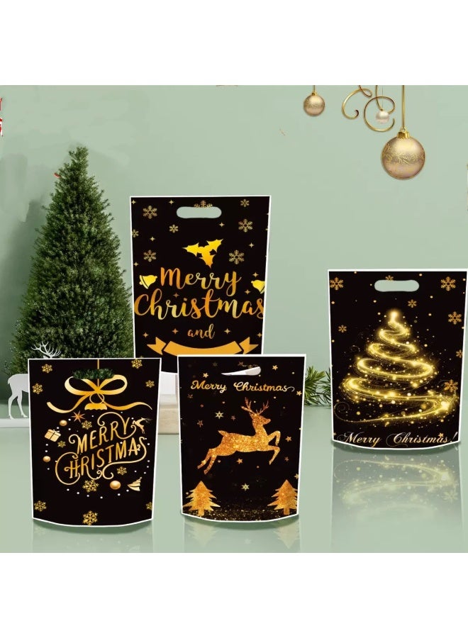 50 قطعة من أكياس الحلوى والهدايا لعيد الميلاد - 4 تصاميم متنوعة (25×18 سم) - أكياس هدايا لحفلات عيد الميلاد المجيد - Image 4